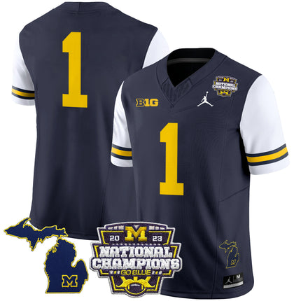 Men's Michigan Wolverines 2023 National Champions Patch Vapor Jersey V6 - All Stitched