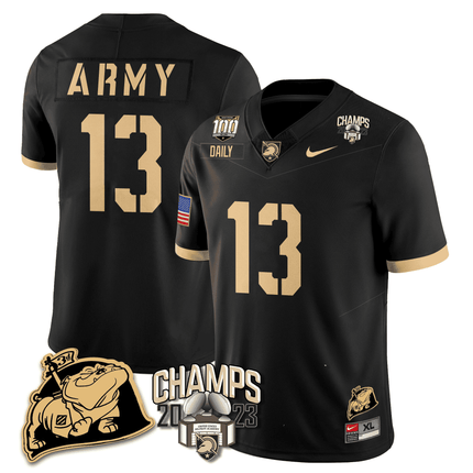 Men's Army Black Knights 2023 CIC Trophy Champion Patch Jersey - All Stitched