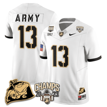 Men's Army Black Knights 2023 CIC Trophy Champion Patch Jersey - All Stitched