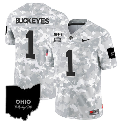 Ohio State Buckeyes 2024 Salute to Service Vapor Limited Jersey - Arctic Camo - All Stitched