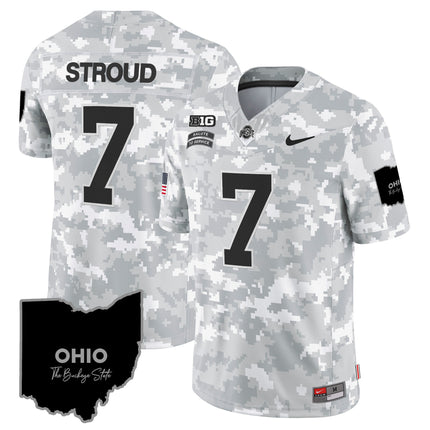 Ohio State Buckeyes 2024 Salute to Service Vapor Limited Jersey - Arctic Camo - All Stitched