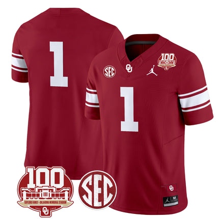 Men's Oklahoma Sooners 100th Anniversary Patch Vapor Limited Jersey - All Stitched