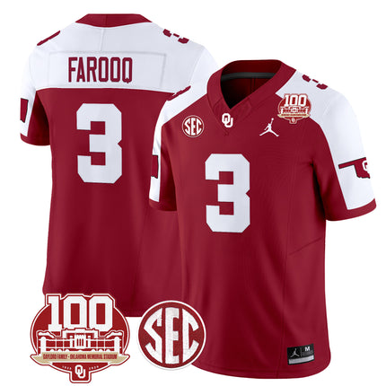 Men's Oklahoma Sooners 100th Anniversary Patch Vapor Limited Jersey - All Stitched