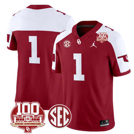 Men's Oklahoma Sooners 100th Anniversary Patch Vapor Limited Jersey - All Stitched
