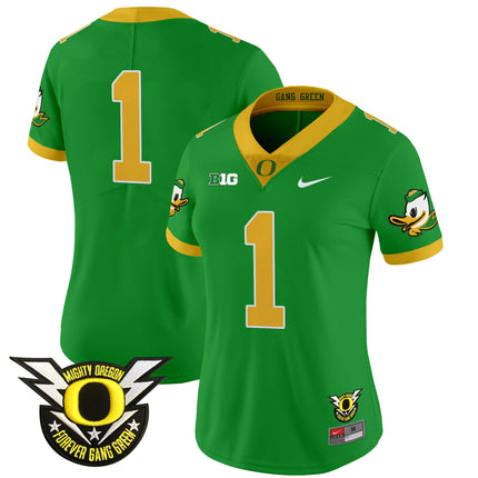 Women's Oregon Ducks 2024 Forever Gang Green & BIG Patch Vapor Limited Jersey - All Stitched