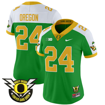 Women's Oregon Ducks 2024 Forever Gang Green & BIG Patch Vapor Limited Jersey - All Stitched