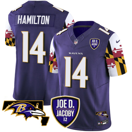 Men's Ravens Joe D & Jacoby Patch Vapor Limited Jersey V2 - All Stitched