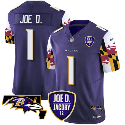 Men's Ravens Joe D & Jacoby Patch Vapor Limited Jersey V2 - All Stitched