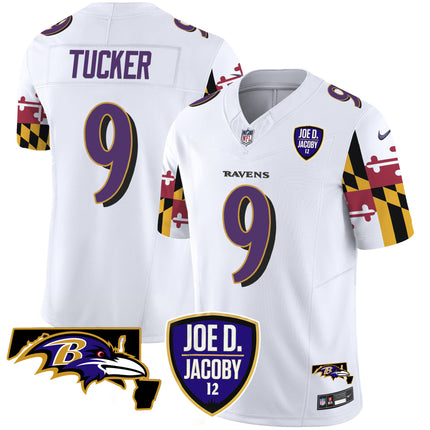 Men's Ravens Joe D & Jacoby Patch Vapor Limited Jersey V2 - All Stitched