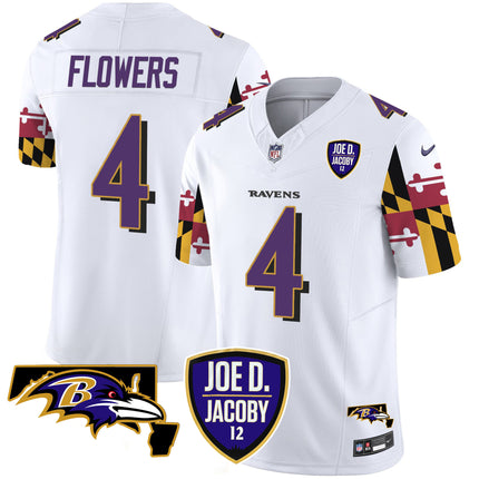 Men's Ravens Joe D & Jacoby Patch Vapor Limited Jersey V2 - All Stitched