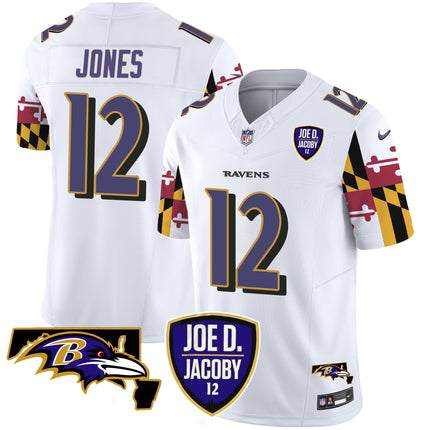 Men's Ravens Joe D & Jacoby Patch Vapor Limited Jersey V2 - All Stitched