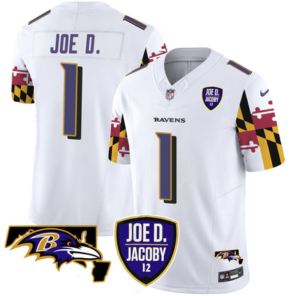 Men's Ravens Joe D & Jacoby Patch Vapor Limited Jersey V2 - All Stitched