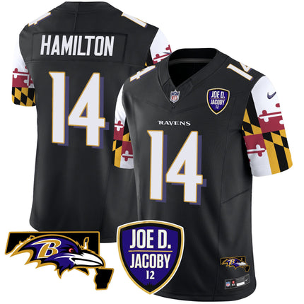 Men's Ravens Joe D & Jacoby Patch Vapor Limited Jersey V2 - All Stitched