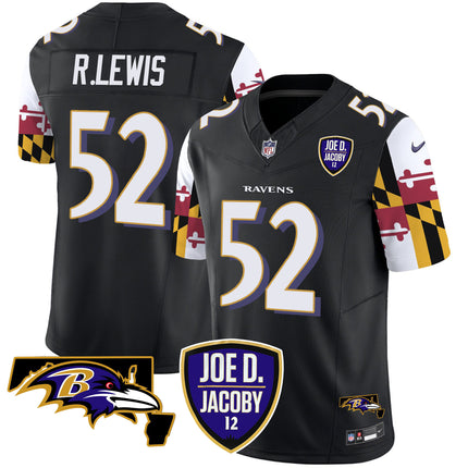 Men's Ravens Joe D & Jacoby Patch Vapor Limited Jersey V2 - All Stitched
