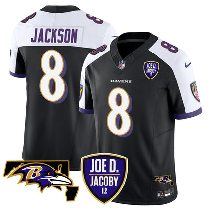 Men's Ravens Joe D & Jacoby Patch Vapor Limited Jersey - All Stitched