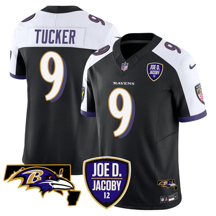Men's Ravens Joe D & Jacoby Patch Vapor Limited Jersey - All Stitched