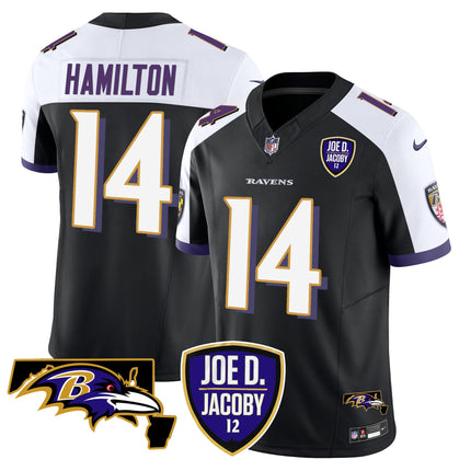 Men's Ravens Joe D & Jacoby Patch Vapor Limited Jersey - All Stitched