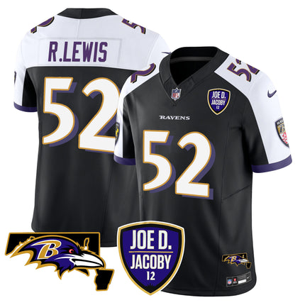 Men's Ravens Joe D & Jacoby Patch Vapor Limited Jersey - All Stitched