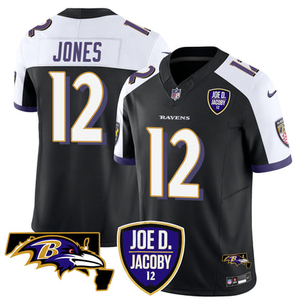 Men's Ravens Joe D & Jacoby Patch Vapor Limited Jersey - All Stitched