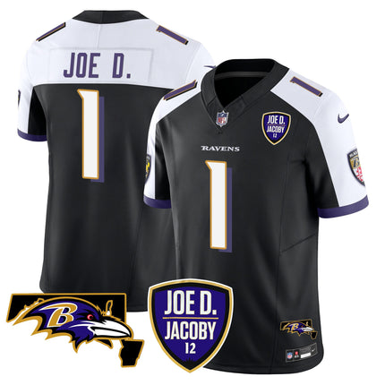 Men's Ravens Joe D & Jacoby Patch Vapor Limited Jersey - All Stitched