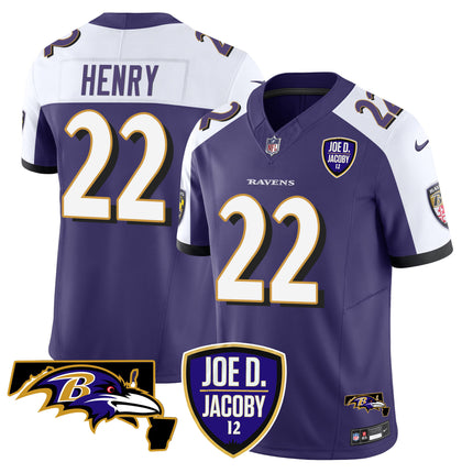 Men's Ravens Joe D & Jacoby Patch Vapor Limited Jersey - All Stitched