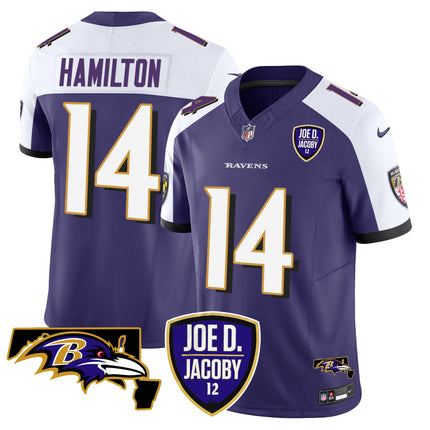 Men's Ravens Joe D & Jacoby Patch Vapor Limited Jersey - All Stitched