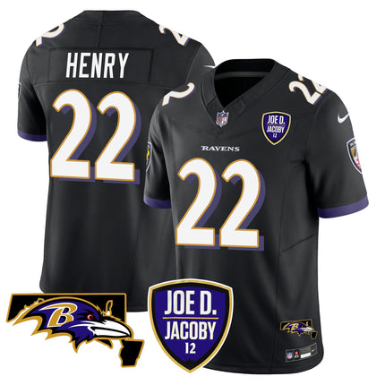 Men's Ravens Joe D & Jacoby Patch Vapor Limited Jersey - All Stitched