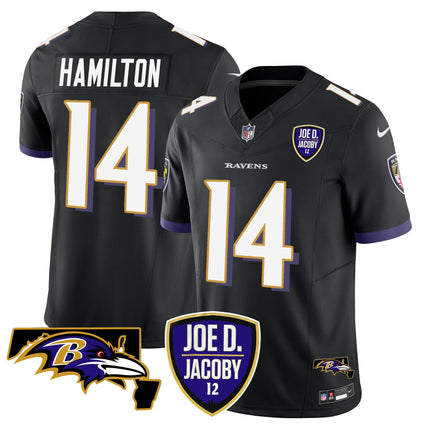 Men's Ravens Joe D & Jacoby Patch Vapor Limited Jersey - All Stitched