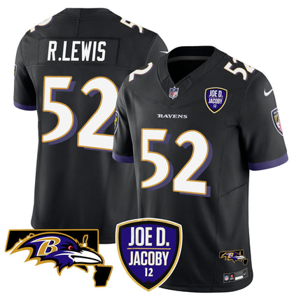 Men's Ravens Joe D & Jacoby Patch Vapor Limited Jersey - All Stitched
