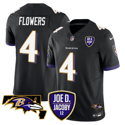 Men's Ravens Joe D & Jacoby Patch Vapor Limited Jersey - All Stitched