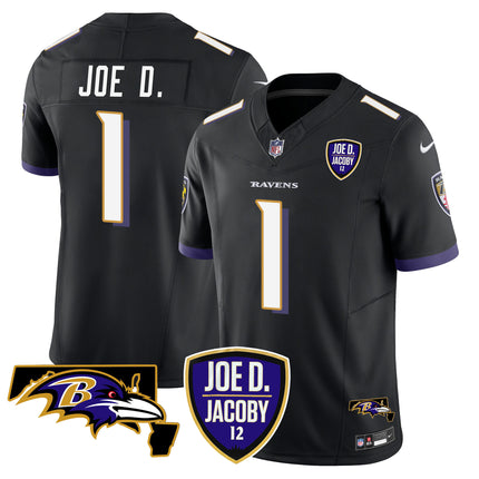 Men's Ravens Joe D & Jacoby Patch Vapor Limited Jersey - All Stitched