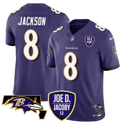 Men's Ravens Joe D & Jacoby Patch Vapor Limited Jersey - All Stitched