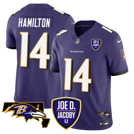 Men's Ravens Joe D & Jacoby Patch Vapor Limited Jersey - All Stitched