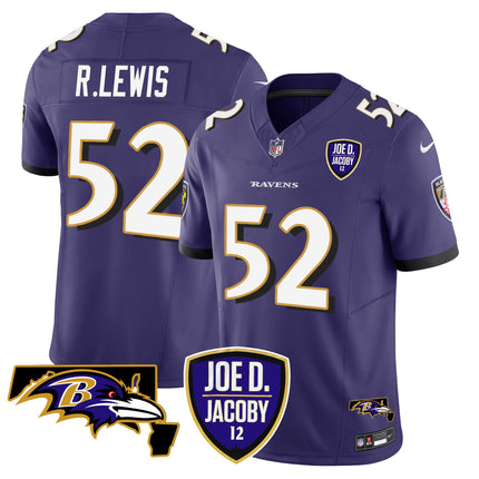 Men's Ravens Joe D & Jacoby Patch Vapor Limited Jersey - All Stitched