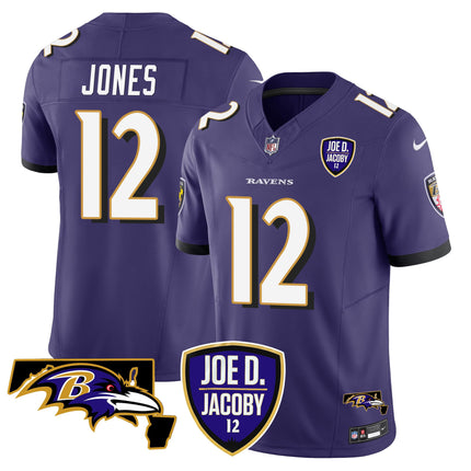 Men's Ravens Joe D & Jacoby Patch Vapor Limited Jersey - All Stitched