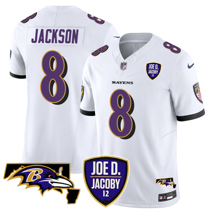 Men's Ravens Joe D & Jacoby Patch Vapor Limited Jersey - All Stitched