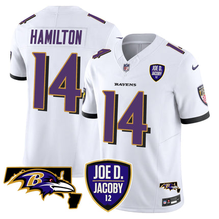 Men's Ravens Joe D & Jacoby Patch Vapor Limited Jersey - All Stitched