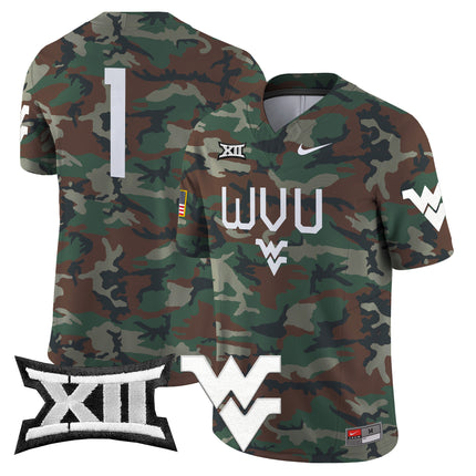 West Virginia Mountaineers 2024 Military Vapor Limited Jersey - All Stitched