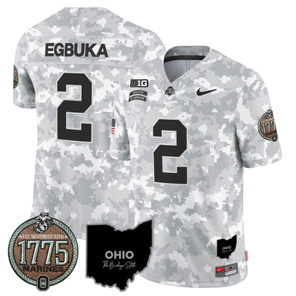 Men's Buckeyes 2024 Salute to Service Establishment Year Patch Vapor Limited Jersey - All Stitched