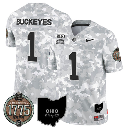 Men's Buckeyes 2024 Salute to Service Establishment Year Patch Vapor Limited Jersey - All Stitched