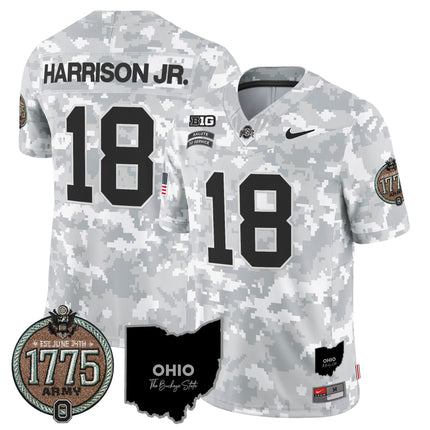 Men's Buckeyes 2024 Salute to Service Establishment Year Patch Vapor Limited Jersey - All Stitched