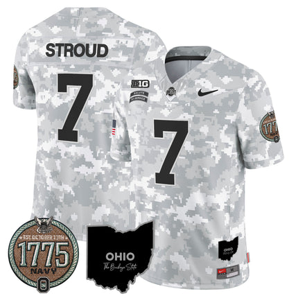 Men's Buckeyes 2024 Salute to Service Establishment Year Patch Vapor Limited Jersey - All Stitched