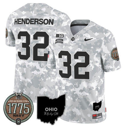 Men's Buckeyes 2024 Salute to Service Establishment Year Patch Vapor Limited Jersey - All Stitched