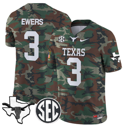 Texas Longhorns 2024 Military Vapor Limited Jersey V2 - All Stitched