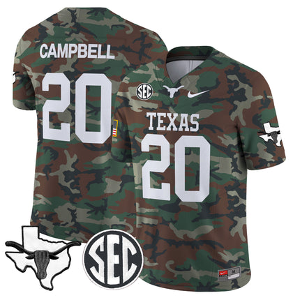 Texas Longhorns 2024 Military Vapor Limited Jersey V2 - All Stitched