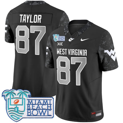 Men's West Virginia Mountaineers 2025 Miami Beach Bowl Patch Vapor Limited Jersey - All Stitched