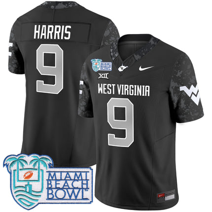 Men's West Virginia Mountaineers 2025 Miami Beach Bowl Patch Vapor Limited Jersey - All Stitched