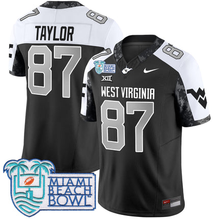 Men's West Virginia Mountaineers 2025 Miami Beach Bowl Patch Vapor Limited Jersey - All Stitched