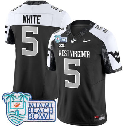 Men's West Virginia Mountaineers 2025 Miami Beach Bowl Patch Vapor Limited Jersey - All Stitched
