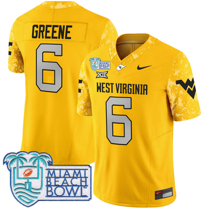Men's West Virginia Mountaineers 2025 Miami Beach Bowl Patch Vapor Limited Jersey - All Stitched
